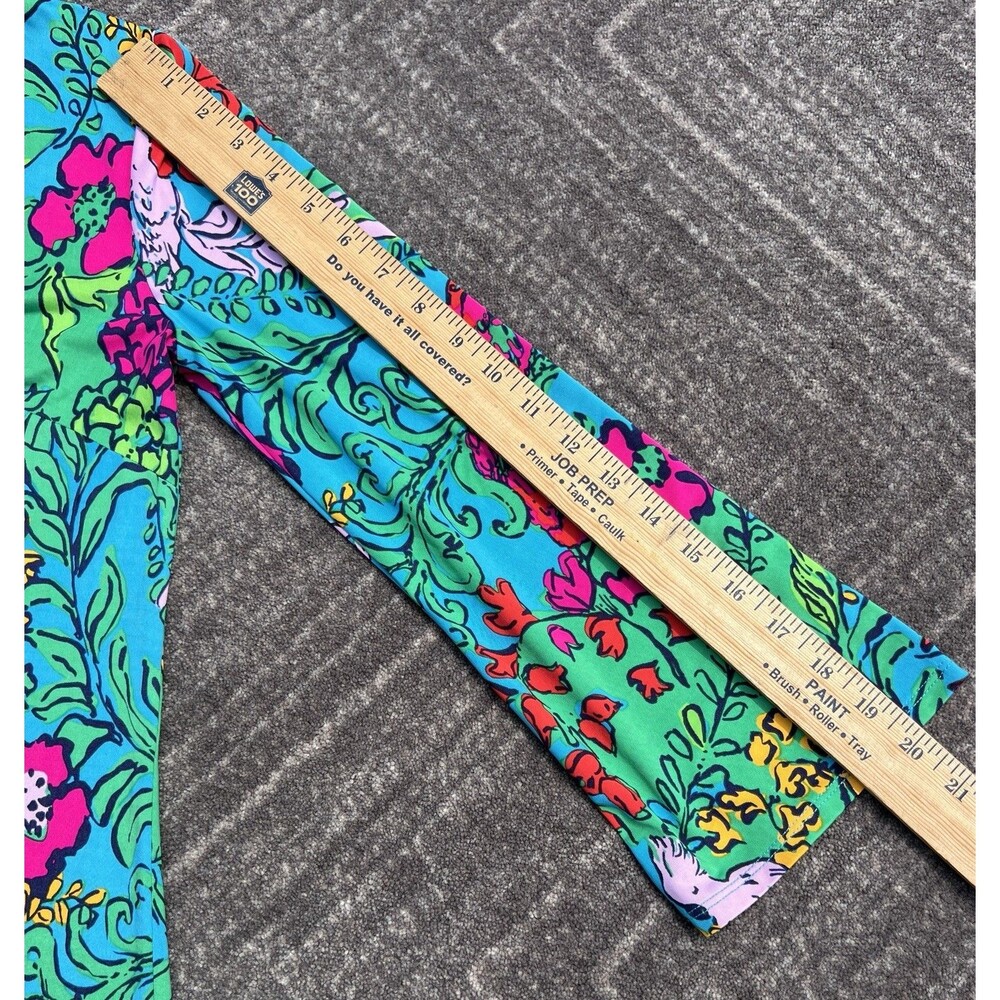 Lilly Pulitzer Jade Dress Shake Your Tail Feathers Blue/Green V-Neck Size Small - Picture 4 of 11
